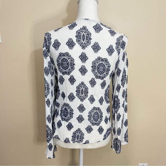 Altar’d State Surplice / Faux Wrap Front Lattice Long Sleeve Blouse - Picture 10 of 15